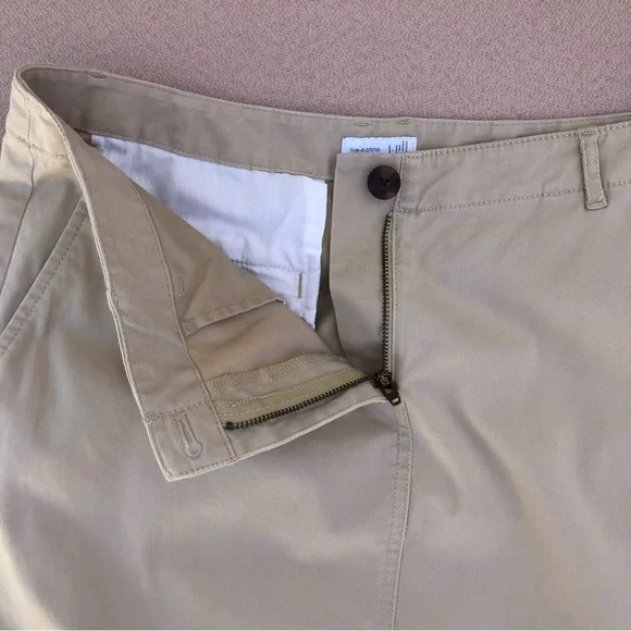 j.Jill Cotton Blend Stretchy Zipper/Button Pocket Over The Knee Khaki Skirt 8 P - Picture 6 of 9